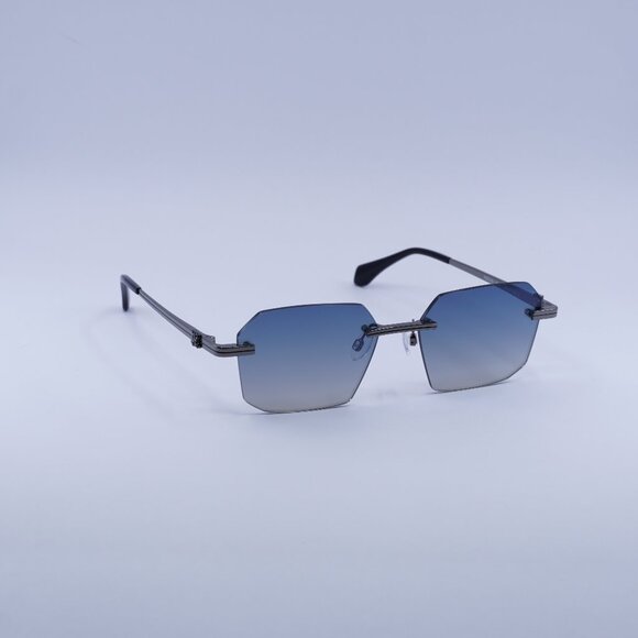 Palm Angels PERI10G QUARTZ 1007 Sunglasses Gunmetal Geometric Frame, Blue Lenses - Picture 1 of 11